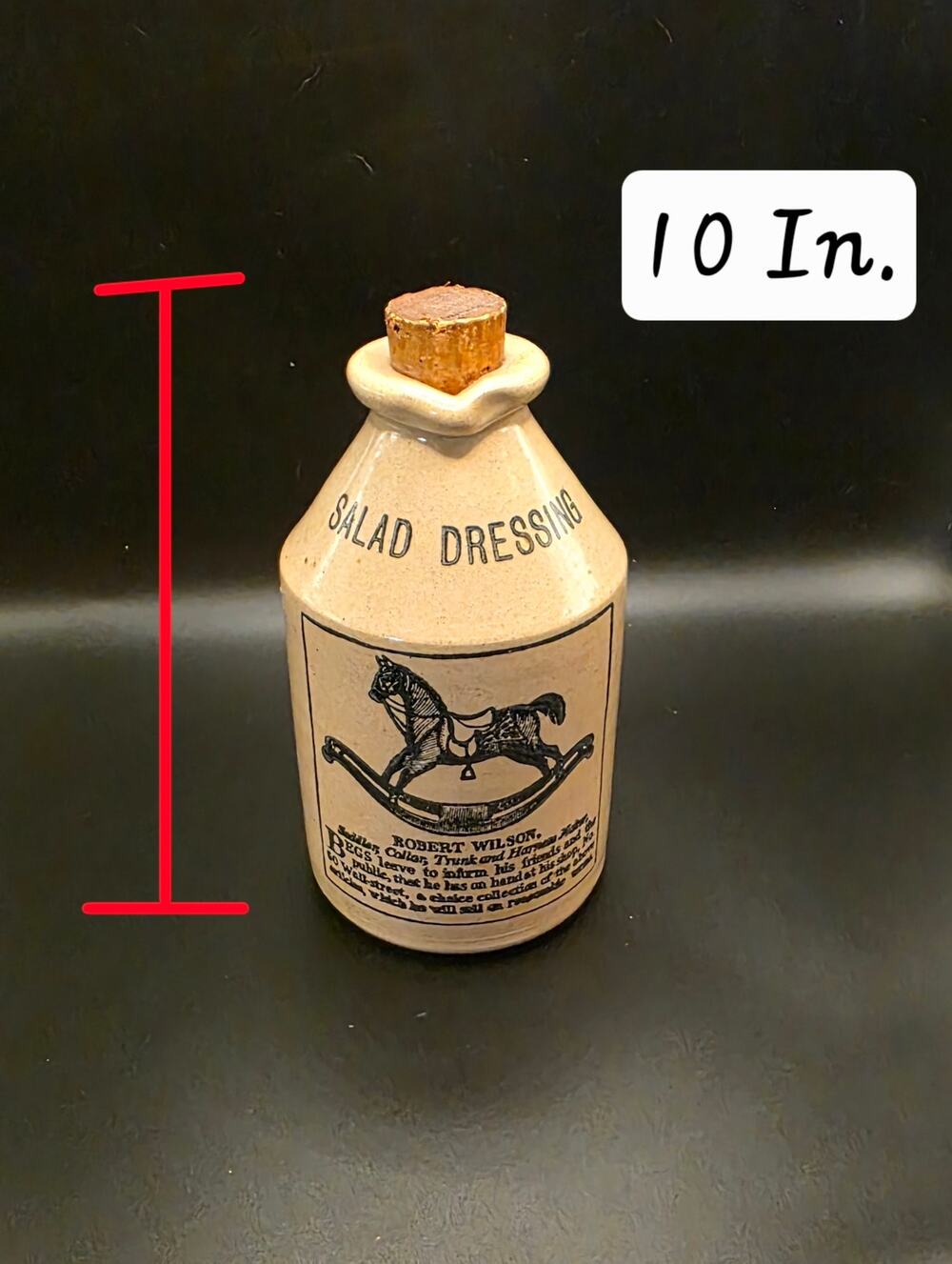 Vintage Robert Wilson England Stoneware Salad Dressing Bottle Jug Rocking Horse